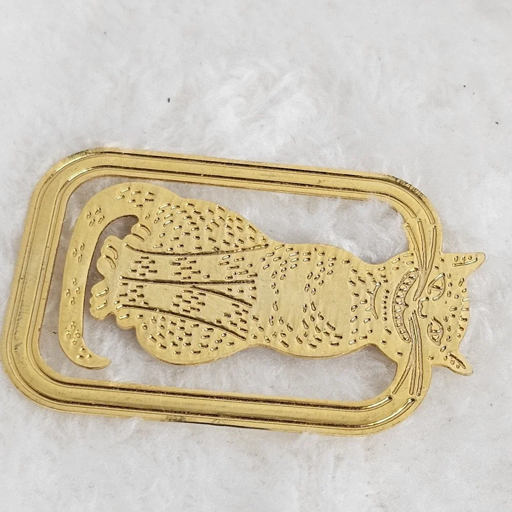Gold Tone Cat Money Clip Book Mark